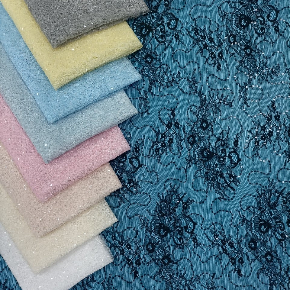 freedombeauty|Hot Selling Sequin Lace Fabric for Women's Base Shirt Dress Children's Swimwear Underwear Lace Fabric In Stock