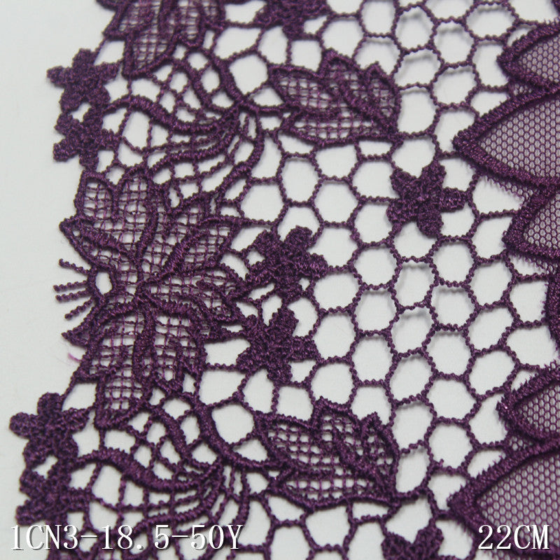 【1pack】-freedombeauty|Purple Single-Sided Hollow-Out Water-Soluble Flower Mesh Embroidery Trim Clothing Home Textile Lace Trim DIY Accessories