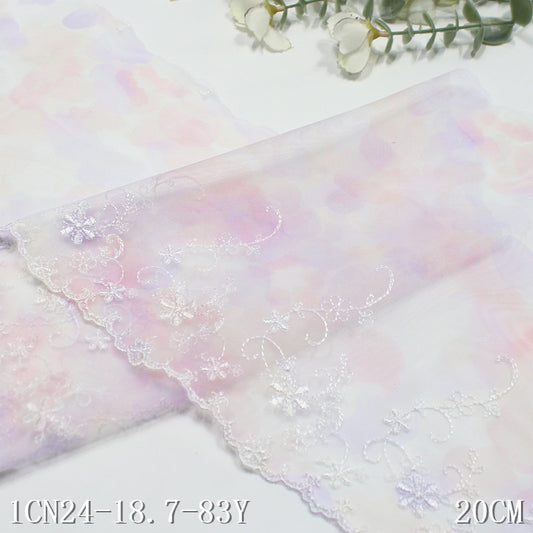 【1pack】-freedombeauty|Light Purple Pink Printed Mesh Dreamy Single Wave Pattern Embroidered Lace Lolita Skirt Edge Home Textile Accessories