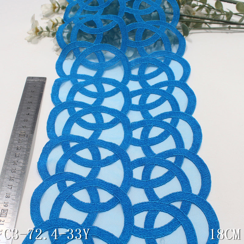 【1pack】-freedombeauty|Multicolor Mesh Vintage Interwoven Circle Embroidery Lace Trim 18cm Curtain Sofa Cushion Lace Trim Accessories