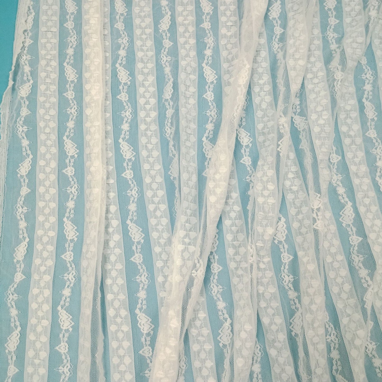 freedombeauty|Bubble Heart Elastic Lace Fabric Dress Clothing Fabric Embroidered Mesh Lace Trim Hollow Mesh Fabric