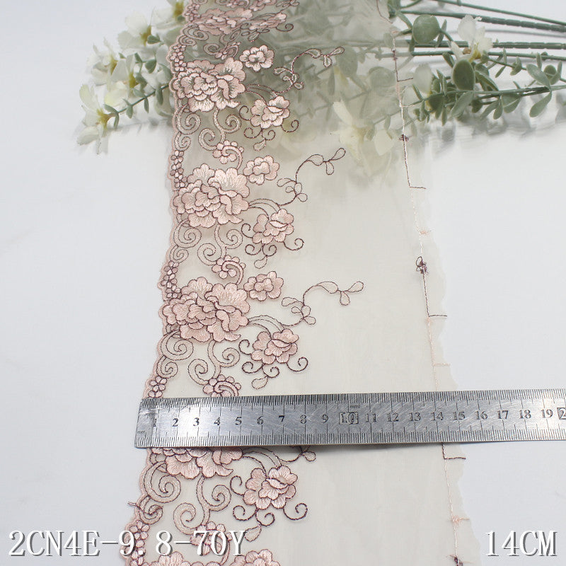 freedombeauty|Multicolor Mesh Single Edge Gold and Silver Thread Flower Embroidery Trim Clothing Curtain 14cm Lace Trim Accessories