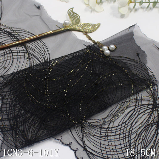 【1pack】-freedombeauty|Multicolor Layered Gold and Silver Thread Coil Mesh Embroidery Lace Trim 18cm Clothing Home Textile Lace Trim Accessories