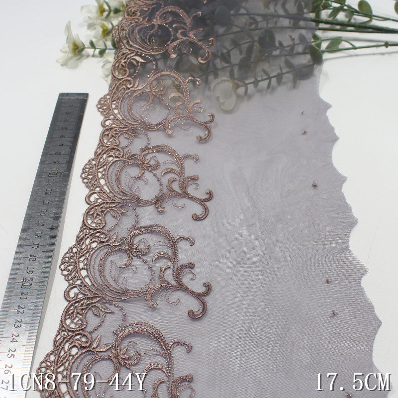 【1pack】-freedombeauty|Multicolor Silver Thread Ancient Style Water-Soluble Pattern Embroidery Lace Trim 17cm Clothing Home Textile Lace Trim DIY