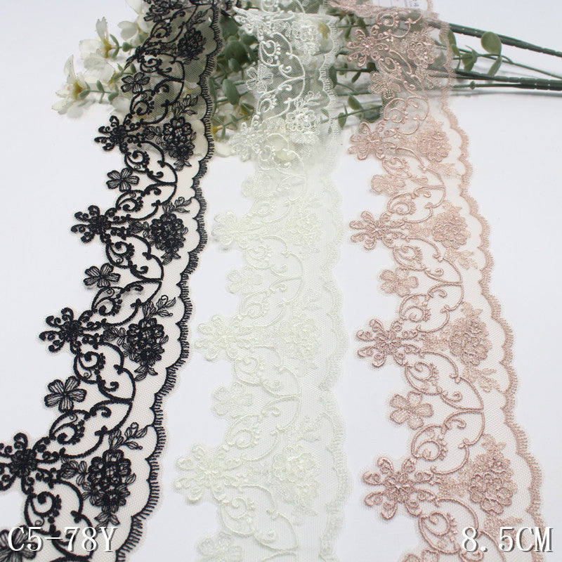【1pack】-freedombeauty|Multicolor Mesh Exquisite Vintage Small Flower Embroidery Lace 8cm Clothing Hair Accessories Lace Trim DIY