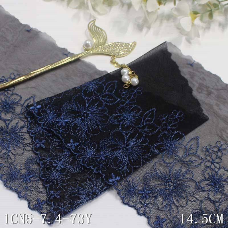 【1pack】-freedombeauty|Two-Color Mesh Single-Sided Polyester Thread Flower Embroidery Trim DIY Home Textile Curtain Clothing Lace Trim Accessories