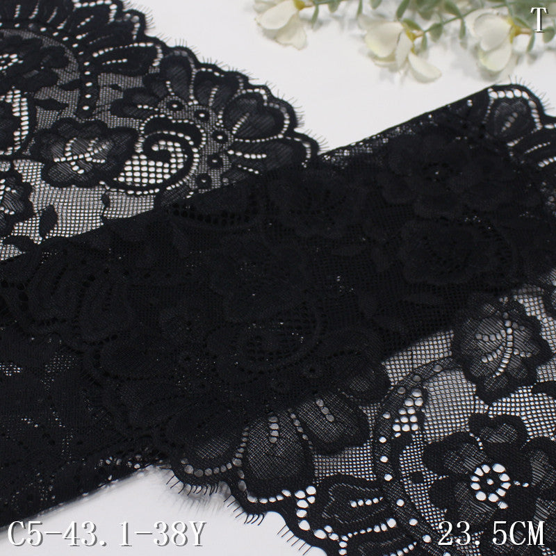 freedombeauty|Two-tone Double Wave Hollow Vintage Flower Elastic Eyelash Lace Trim Performance Costume Curtain Lace Trim Accessories