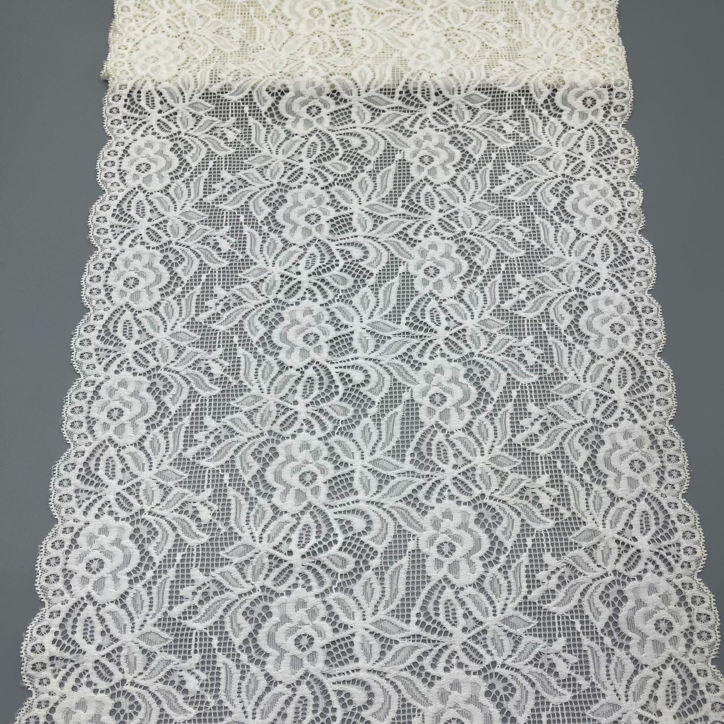 freedombeauty|30cm Elastic Lace White Hollow Lace Trim Nylon Fabric Accessories Handmade Wedding Dress Decoration Lace