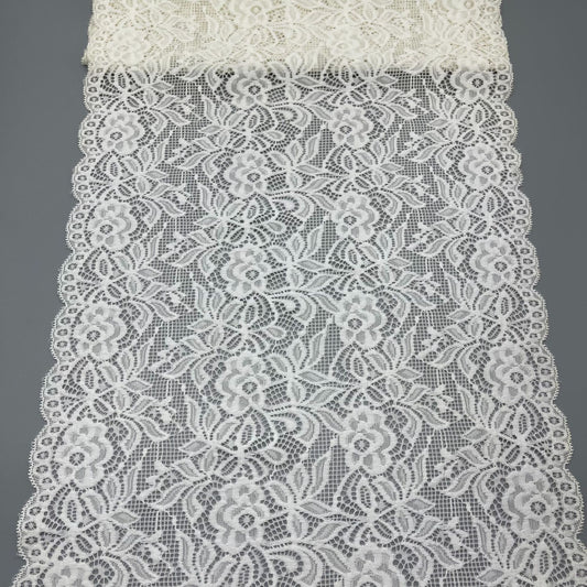 freedombeauty|30cm Elastic Lace White Hollow Lace Trim Nylon Fabric Accessories Handmade Wedding Dress Decoration Lace