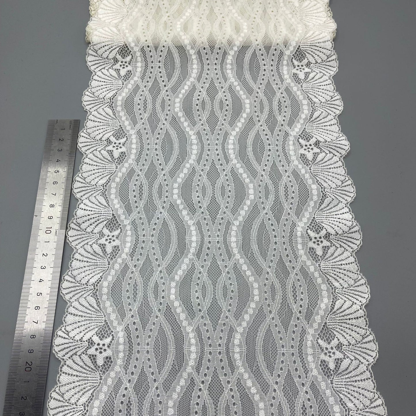 freedombeauty|22cm High-end White Stretch Lace Trim Nylon Hollow Lace Trim Wedding Dress Clothing Accessories Edging