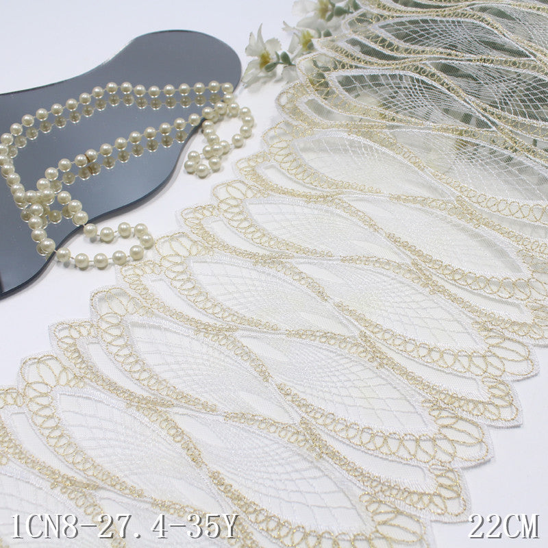 【1pack】-Freedombeauty | Two-Tone Classic Mobius Strip Mesh Embroidery Lace 21cm Clothing Home Textile Lace Accessories