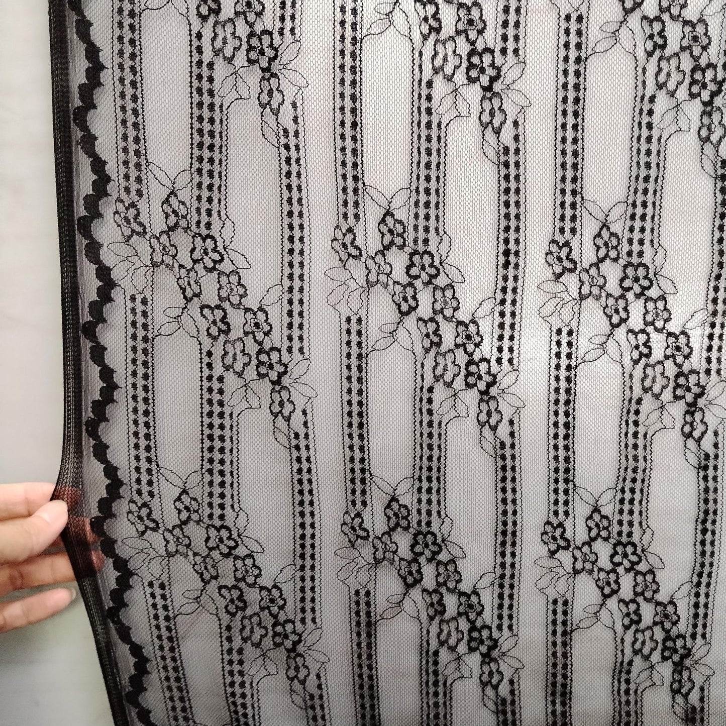 freedombeauty|New Elastic Nylon Vine Pattern Lace Fabric Bamboo Flower Chain Flower Dress Base Shirt Lace Fabric Flower