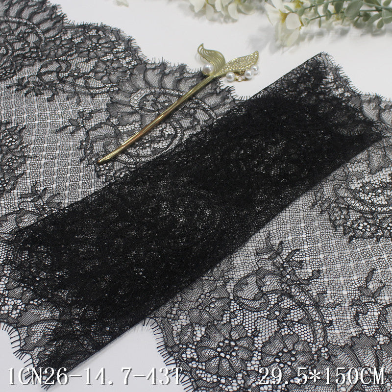 freedombeauty|Multicolor Double-Sided Wavy Gold Stamping Non-Elastic Wide Eyelash Lace Trim Clothing Curtain 29cm Lace Trim Accessories