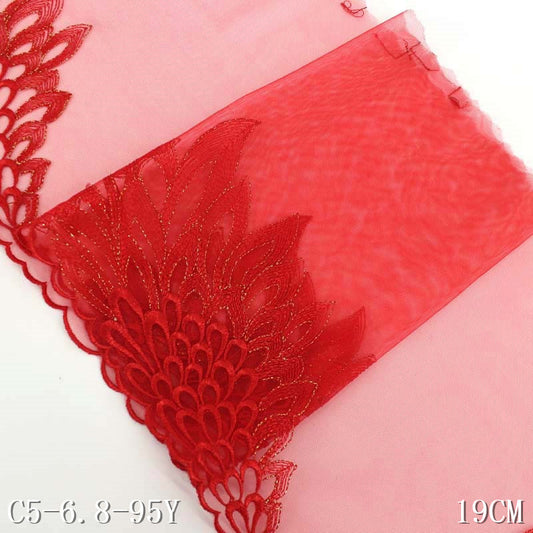 【1pack】-freedombeauty|Phoenix Single-Sided Three-Dimensional Embroidery with Gold Thread Transparent Mesh Embroidery Performance Costume Accessories Embroidery Lace
