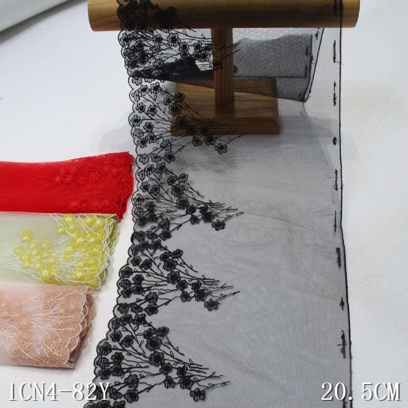 【1pack】-freedombeauty|Multicolor Mesh Ancient Style Small Flower Lightweight Embroidered Lace 20cm Traditional Hanfu Lace Trim DIY Accessories