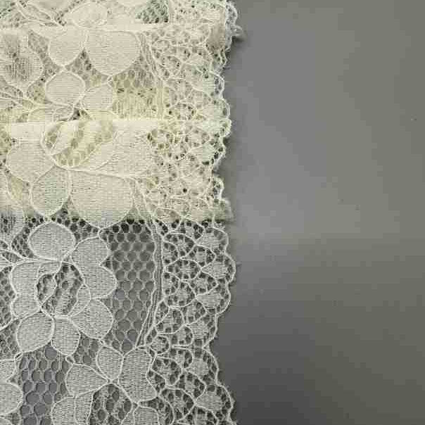 freedombeauty|18cm Stretch Lace Nylon Knitted Edge White Flower Regular Edge Warp Knit Fabric for Women's Clothing 18cm