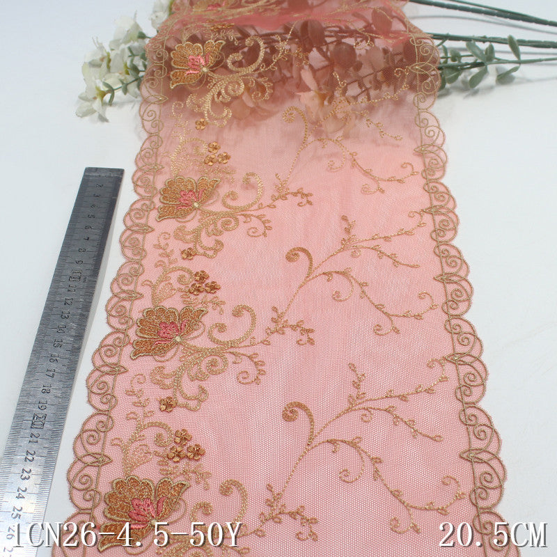 【1pack】-freedombeauty|Multicolor Palace Style Single-Sided Exquisite Flower Mesh Embroidery Lace Trim Ancient Costume Hanfu Lace Trim Accessories