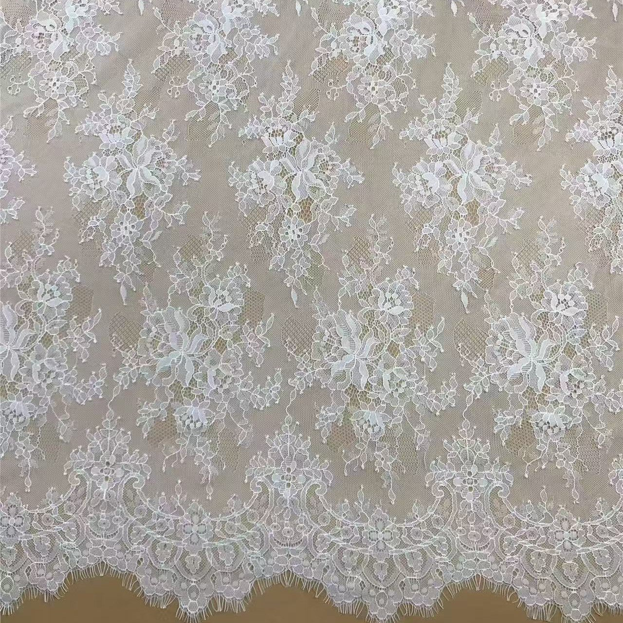 freedombeauty|Eyelash Lace One Piece Three Yards Edge Black and White Classic Lightweight Decoration Fabric for Dresses, Tops, Wedding Dresses