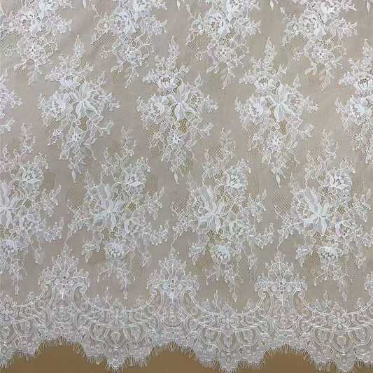 freedombeauty|Eyelash Lace One Piece Three Yards Edge Black and White Classic Lightweight Decoration Fabric for Dresses, Tops, Wedding Dresses