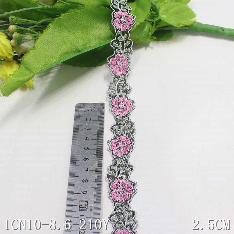 freedombeauty|Color Block Flower Leaf Pattern Ultra-Narrow Embroidered Lace Trim for Sofa Cushion Curtain Underwear Lace