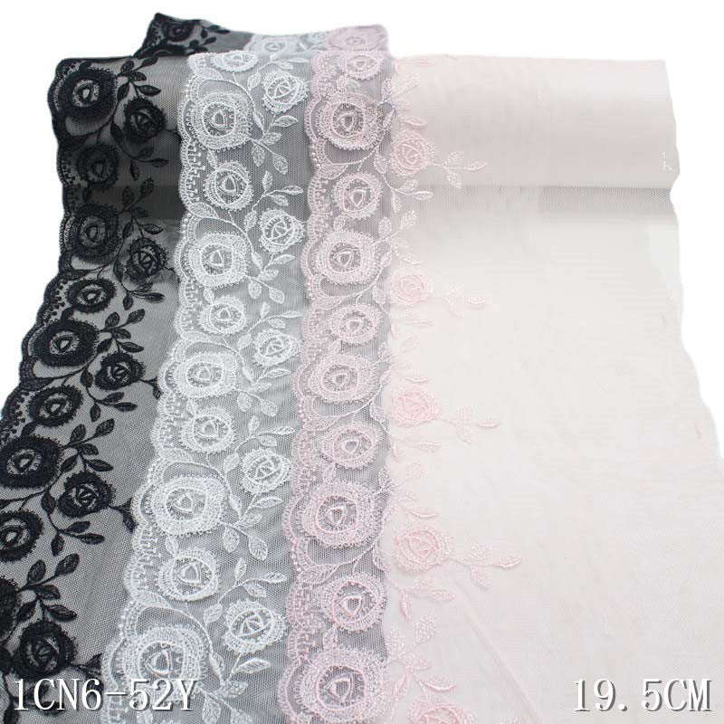 【1pack】-freedombeauty|Three-Color Mesh Polyester Ribbon Trumpet Flower Embroidery Trim Accessories Curtain Underwear Hair Accessories Trim