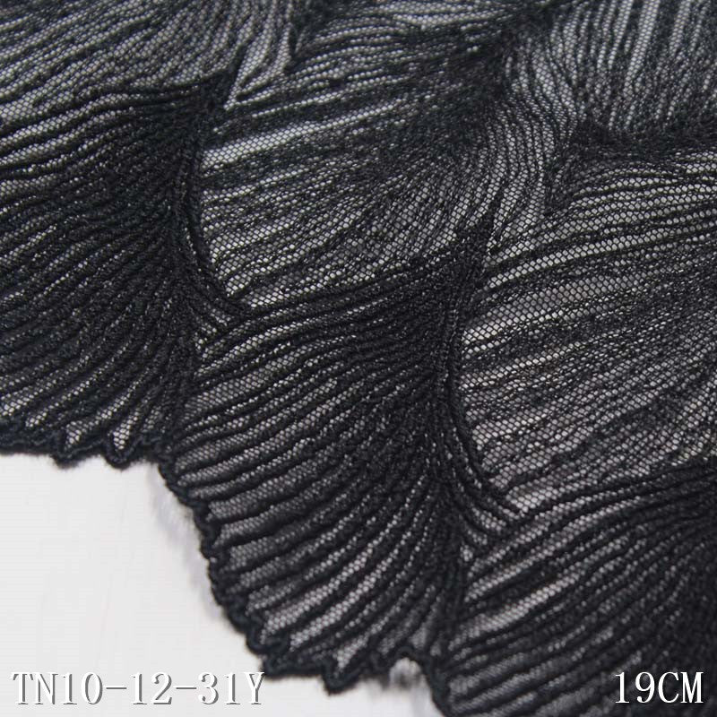 Freedombeauty | Black Mesh Polyester Thread Striped Two-Specification Embroidery Lace DIY Accessories Curtain Mother Dress Lace