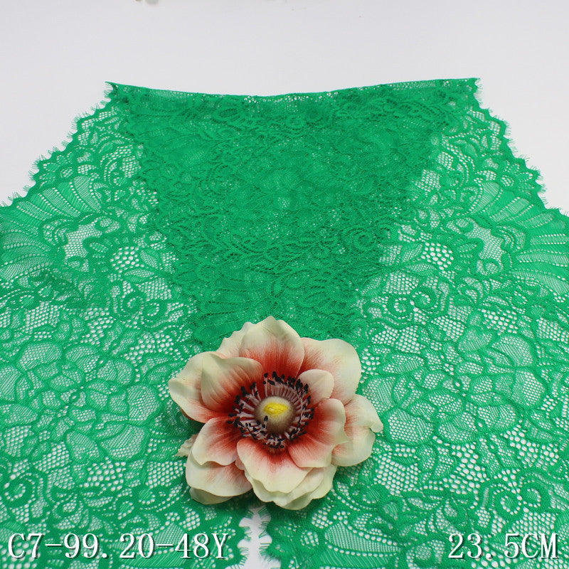 freedombeauty|Green Double-Sided Retro Pattern Lightweight Elastic Eyelash Clothing Home Textile 23cm Lace Trim DIY