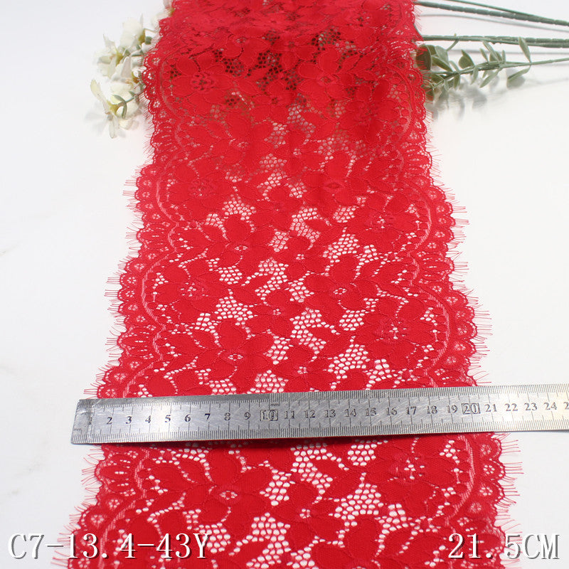 freedombeauty|Red Double-Sided Wavy Full Elastic Eyelash Lace Trim Performance Costume Curtain 21cm Lace Trim Accessories