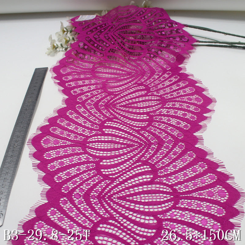 freedombeauty|Pink Double-Sided Folded Wave Classical Flower Stamen Non-Elastic Eyelash Clothing Home Textile Lace Trim Accessories