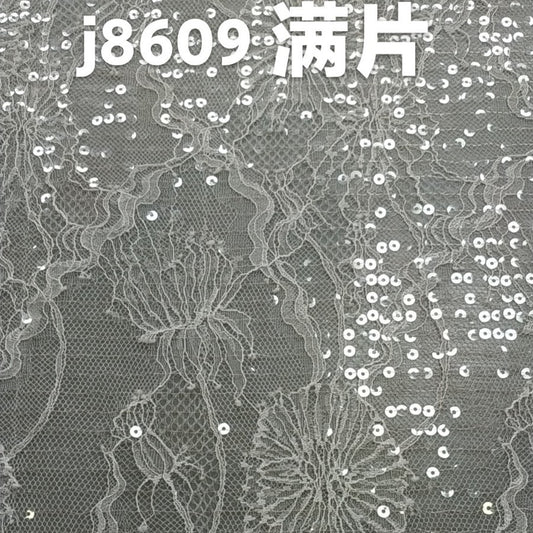 freedombeauty|Sequin Full Nylon In Stock Lace Fabric Full Black and White Dress Wedding Dress High-end Lace Fabric