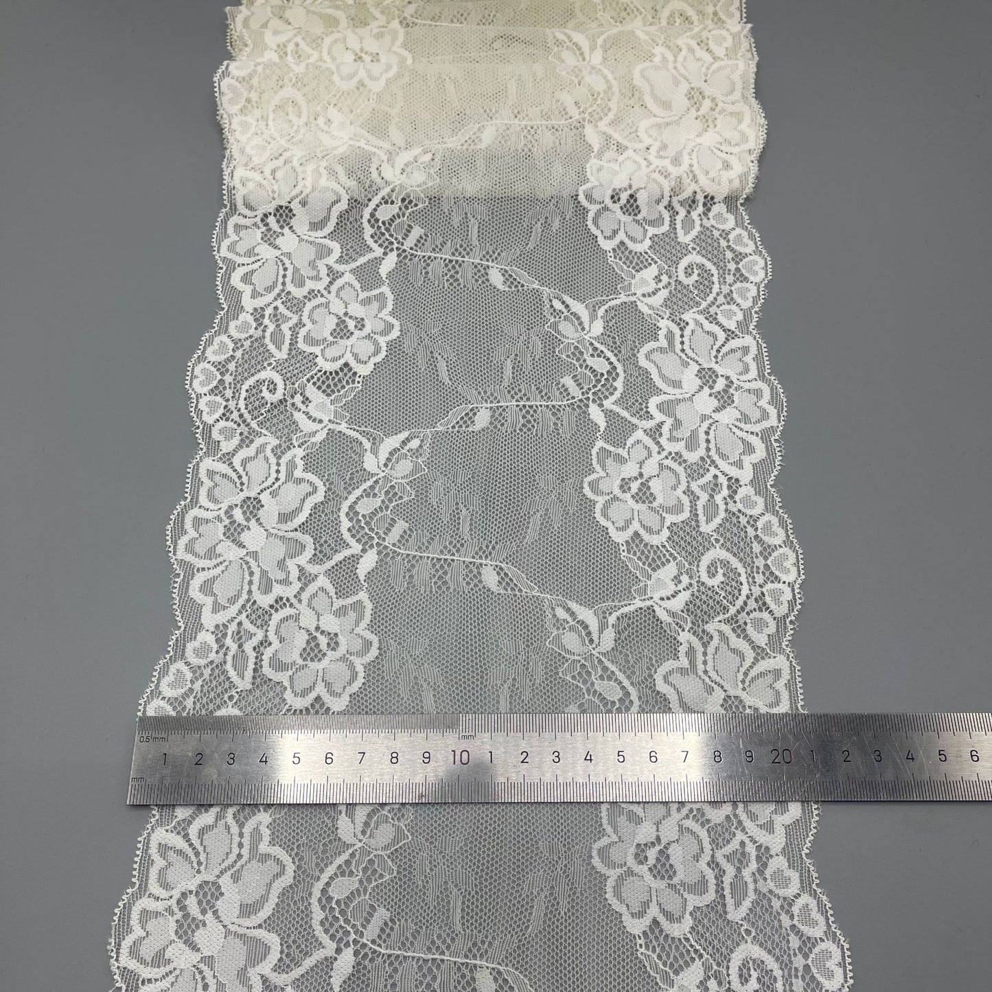 freedombeauty|21CM Lace Trim Elastic Lace Trim Rose Flower Shape Dense Pressed Yarn Accessories