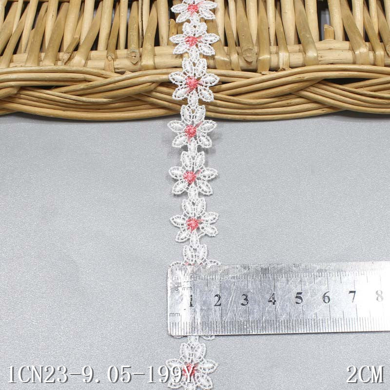 freedombeauty|Water-Soluble Lace Small Flower Two-Color Optional 3D Embroidery Lace 2cm Wide Hat Decoration Handmade DIY Lace