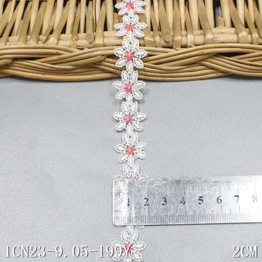 freedombeauty|Water-Soluble Lace Small Flower Two-Color Optional 3D Embroidery Lace 2cm Wide Hat Decoration Handmade DIY Lace