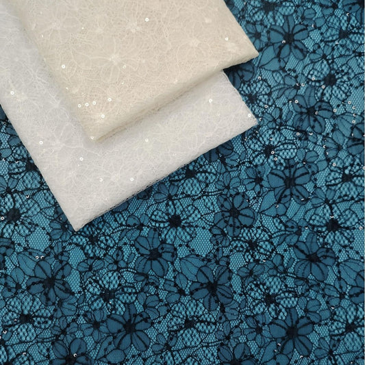 freedombeauty|Nylon Sequin Lace Fabric Full Pattern Lace Fabric Dress Fashion Gown Wedding Dress Children's Decorations