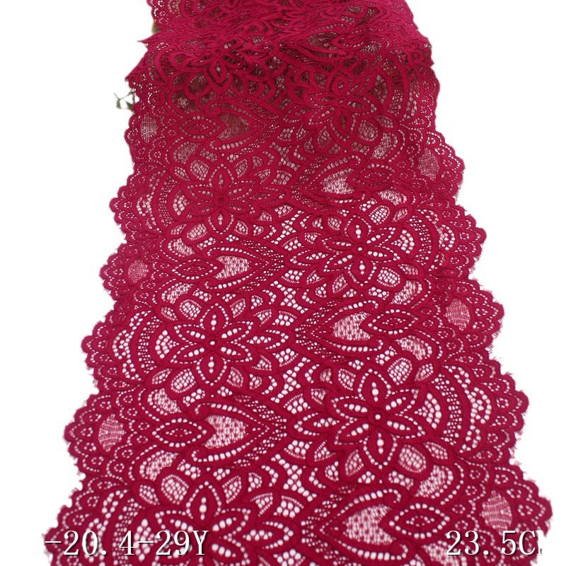 freedombeauty|Red Double-Sided Wavy Ethnic Style Elastic Eyelash Lace Trim Clothing Curtain 23cm Lace Trim Accessories