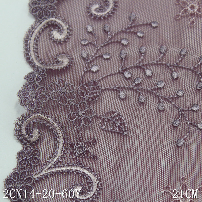 【1pack】-freedombeauty|Gray Mesh Single-Sided Ethnic Style Pattern Elastic Embroidery Curtain Sofa Cushion Lace Trim DIY Accessories