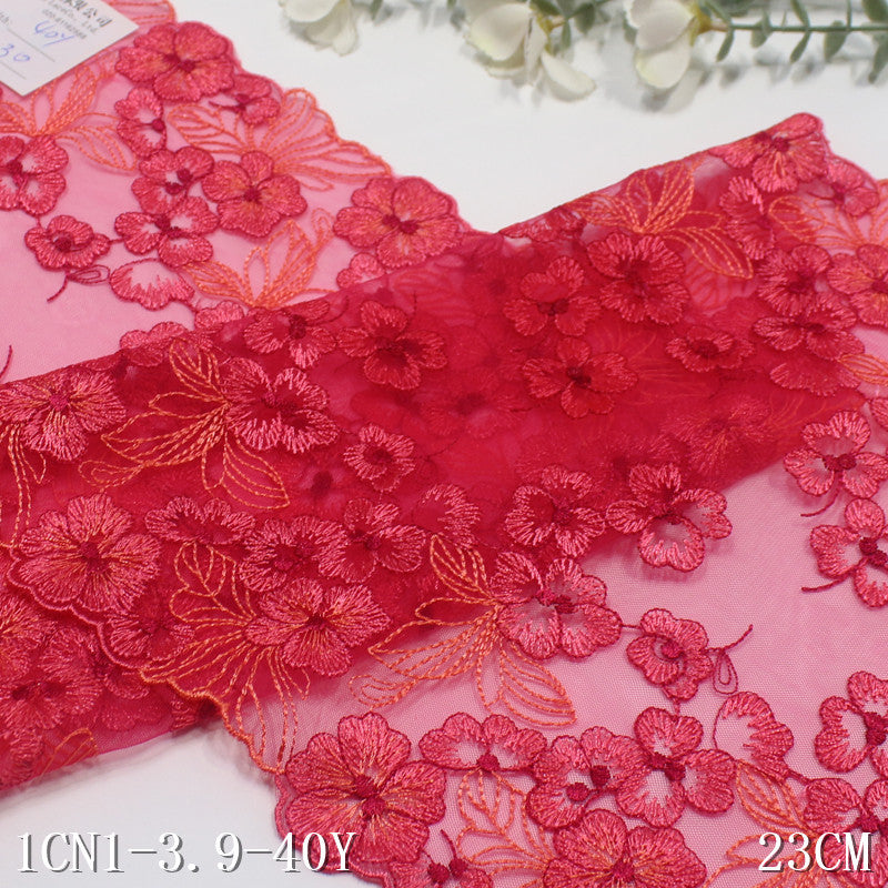 【1pack】-Freedombeauty | Multicolor Mesh Bilateral Vintage Flower Embroidery Lace 18cm Curtain Sofa Cushion Lace Accessories