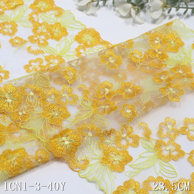 【1pack】-Freedombeauty | Multicolor Mesh Bilateral Vintage Flower Embroidery Lace 18cm Curtain Sofa Cushion Lace Accessories