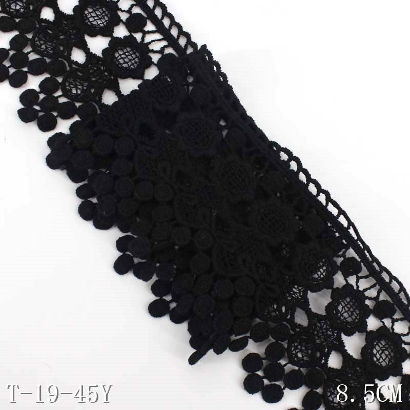 freedombeauty|In Stock Black Single-Sided Small Flower Embroidery Trim 8.5cm Barbie Doll Clothing Fabric Water-Soluble Embroidery