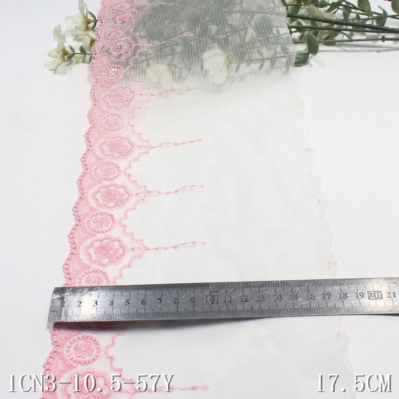 【1pack】-Freedombeauty | Two-Tone Unilateral French Retro Rose Mesh Embroidered Lace Curtain Sofa Cushion Lace Accessories