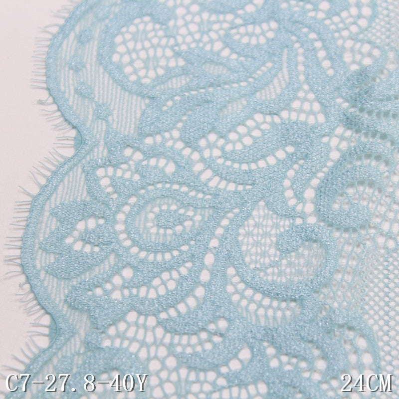freedombeauty|Blue Asymmetrical Double-Sided Elastic Eyelash Lace Trim Hanfu Curtain 24cm Lace Trim Accessories