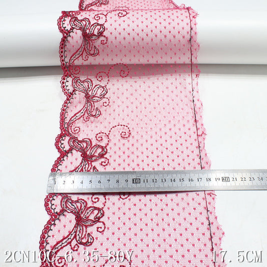 【1pack】-Freedombeauty | in Stock Red Lace Mesh Gold Thread Knitted Embroidery Curtain Lace Accessories Underwear Sofa Cushion