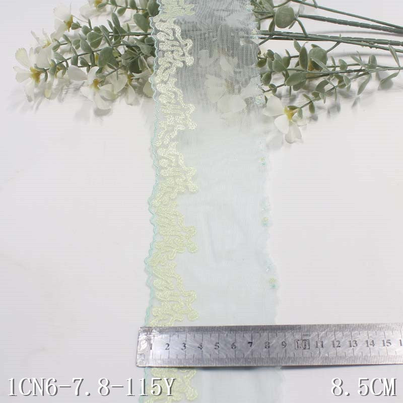 【1pack】-freedombeauty|Two-Color Mesh Ancient Style Single-Sided Hot Melt Narrow Embroidery Lace Trim DIY Underwear Clothing Lace Trim Accessories