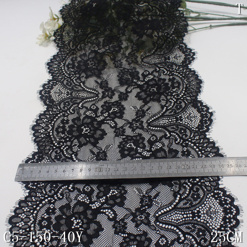 freedombeauty|Black Elastic Eyelash French Full Pattern Lace Trim Soft Sexy Lingerie DIY