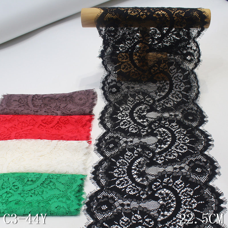 freedombeauty | Multicolor Double Wave French Classical Flower Non-Elastic Eyelash 22cm Clothing Home Textile Lace Trim DIY