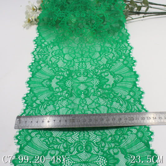 freedombeauty|Green Double-Sided Retro Pattern Lightweight Elastic Eyelash Clothing Home Textile 23cm Lace Trim DIY
