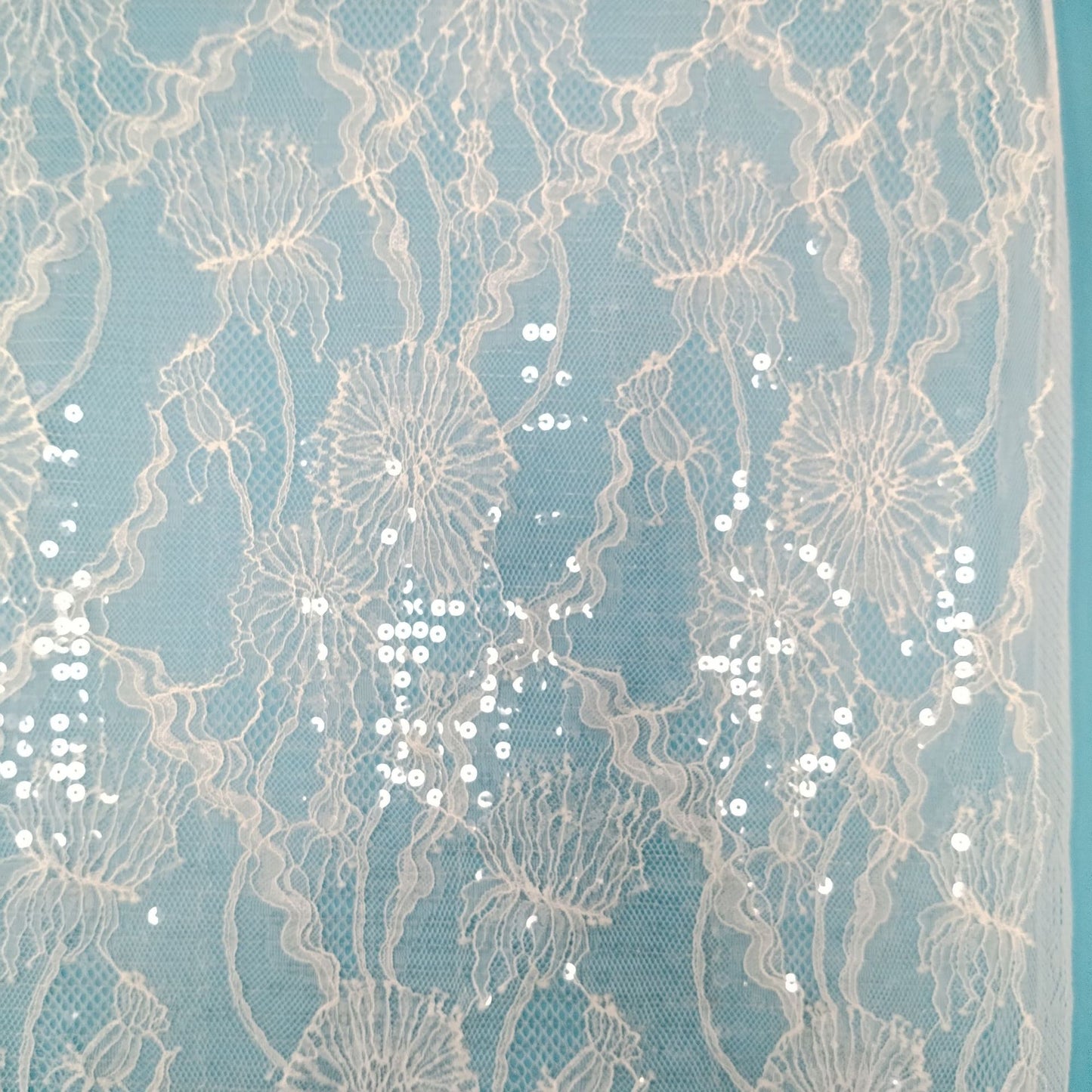 freedombeauty|Sequin Full Nylon In Stock Lace Fabric Full Black and White Dress Wedding Dress High-end Lace Fabric