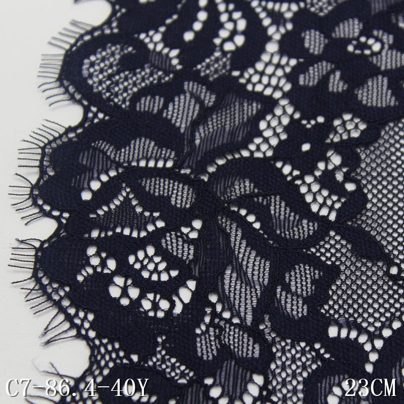 freedombeauty|Blue Soft Double-Sided Wavy Asymmetrical Elastic Eyelash Lace Trim for Lingerie and Curtain Lace Accessories