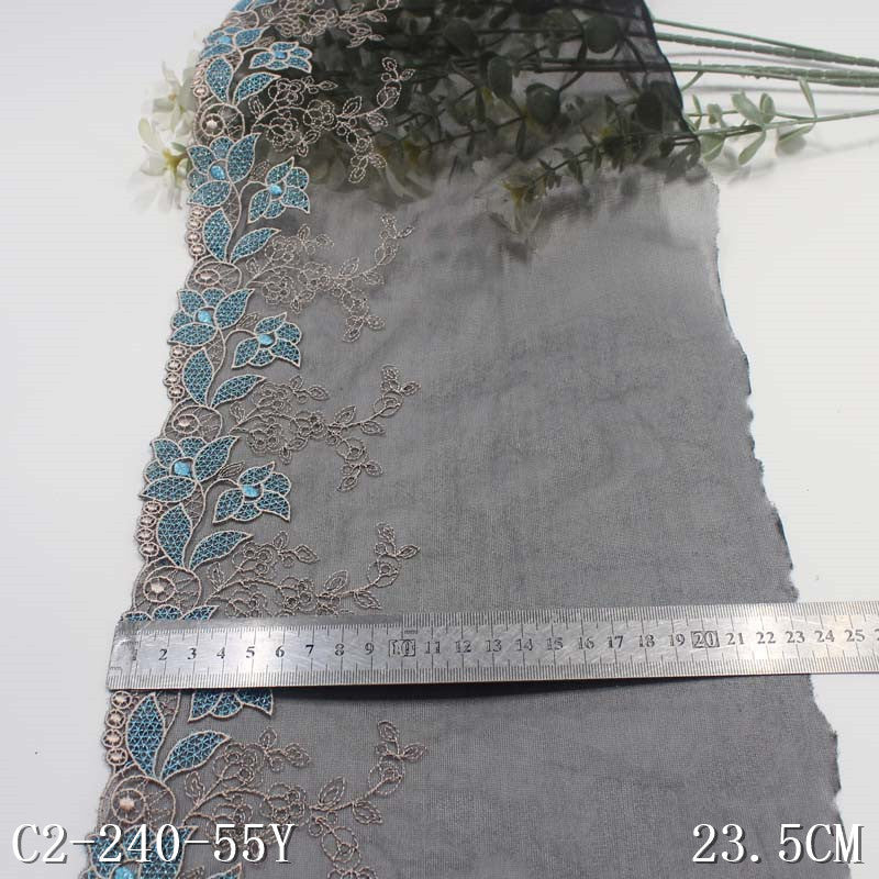 【1pack】-freedombeauty | Two-tone Double-sided Classical Gold Thread Flower Mesh Embroidery Lace Trim Dancewear Pajamas Lace Trim Accessories