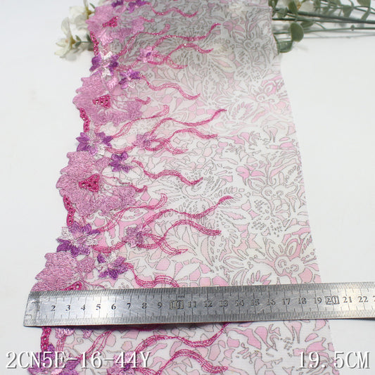 【1pack】-freedombeauty|Pink Printed Mesh Single-Sided Ancient Style Flower Embroidery Lace Trim Traditional Hanfu Lace Trim DIY Accessories